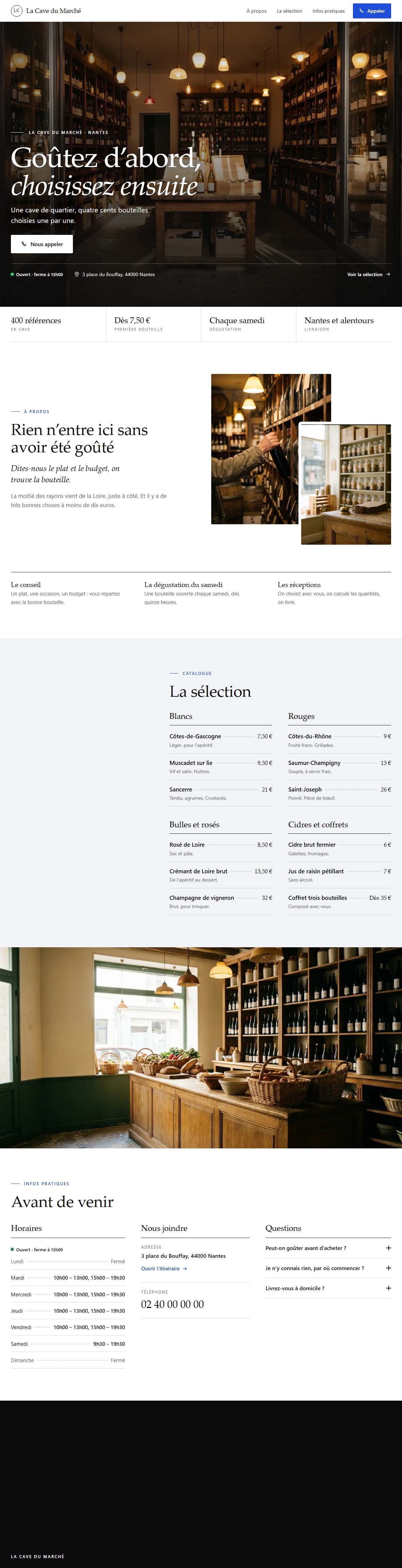 Le site Commerce de détail en entier, de l’en-tête au pied de page.